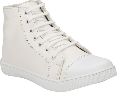 

OPTIFEET Men's / Boys White High Ankle Canvas Sneakers Canvas Shoes For Men(White