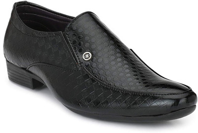

AORFEO Leather crafted X Slip On For Men(Black