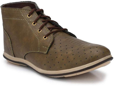 

OPTIFEET Men's Light Brown Synthetic Leather Trendy Boots Corporate Casuals For Men(Green