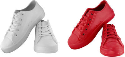 

Zapatoz Combo Pack of 2 Red White Casual Tennis Shoes for Men & Boy's Casuals For Men(Red, White