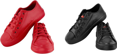 

STEEMO Combo Pack of 2 White Black Casual Tennis Shoes for Men & Boy's Casuals For Men(Black, Red, Blue