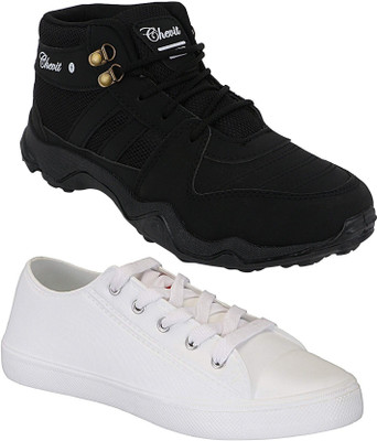 

Chevit Combo Pack of 2 Casual & Sports Shoes (Sneakers Shoes) Running Shoes For Men(White, Black