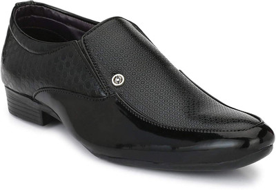 

AORFEO Leather crafted X Slip On For Men(Black