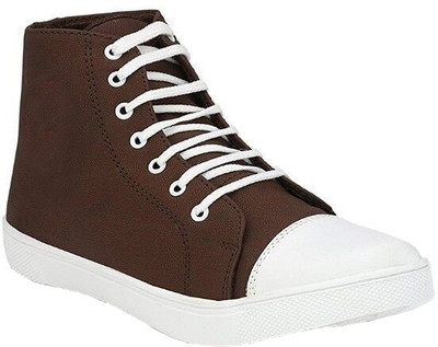 

OPTIFEET Men's / Boys Brown High Ankle Canvas Sneakers Canvas Shoes For Men(Brown