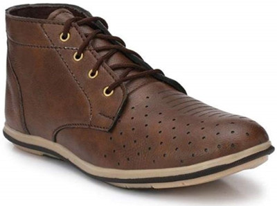 

OPTIFEET Men's Brown Synthetic Leather Trendy Boots Corporate Casuals For Men(Brown