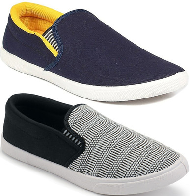 

Clymb Combo Pack Of 2 Slip On Sneakers For Men(Blue, Black, White, Multicolor