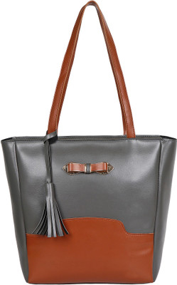 

EzeeLives Women Casual Grey, Brown Leatherette Shoulder Bag, Brown;grey
