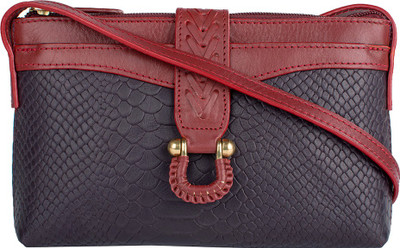 

Hidesign Women Evening/Party Maroon, Black Genuine Leather Sling Bag, Black;maroon