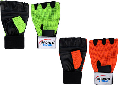 

Sportshour Green / Orange Gym gloves (pack of 2 pair) Gym & Fitness Gloves (Free Size, Multicolor)
