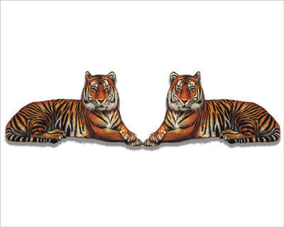 Jump up 120 cm 2 Tiger Self Adhesive Sticker(Pack of 1)