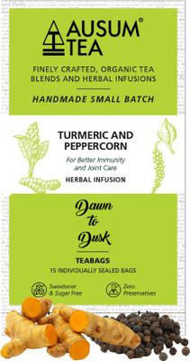 

Ausum Turmeric and Peppercorn Tea (Tea Bags) | Turmeric, Black Pepper Herbal Tea Bags(15 Bags, Box)