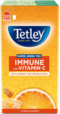 

Tetley Immune, Super Citrus, Honey Green Tea Bags(30 Bags, Box)