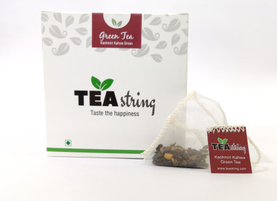 

Tea String Kashmiri KahwaGreen Leaf Handcrafted Pyramid Shape Nylon Tea Bags Spices Tea(16 Bags, Vacuum Pack)