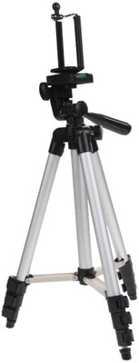 

lifemusic Tripod-3110 with mobile holder For Android Mobile Portable Adjustable Aluminum Lightweight Camera Stand With Three-Dimensional Head & Quick Release Plate Tripod Tripod(Silver & Black, Supports Up to 1500 g)