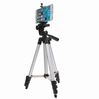

casadomani Tripod-3110 with Holder Mount For Smartphones Portable Adjustable Aluminum Lightweight Camera Stand, Three-Dimensional Head & Quick Release Plate For Video Cameras,DSLR Tripod(Silver & Black, Supports Up to 1500 g)