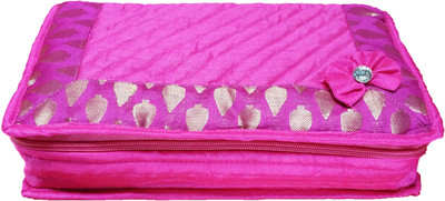 

ixia impex Silk Quilted Cosmetic Organizer, Jewellery kit, Vanity Box(Pink)