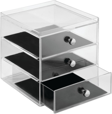 

Interdesign J & M Home Fashions 3-Drawer Clarity Jewelry Organizer Jewellery Vanity Box(Clear, Black)