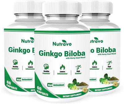 

Nutravo Ginkgo Biloba with Horny Goat Weed - 60 Capsules (Pack of 3)(180 g)