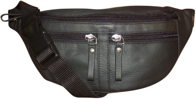 Style 98 Black Genuine Leather waist bag for Men & Women Waist Pouch(Black)