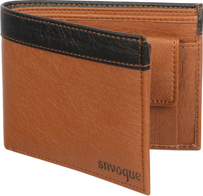 

SNVOGUE Men Formal Tan, Black Genuine Leather Wallet(10 Card Slots)