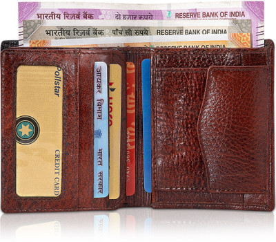 POLLSTAR Men Brown Genuine Leather Wallet(9 Card Slots)