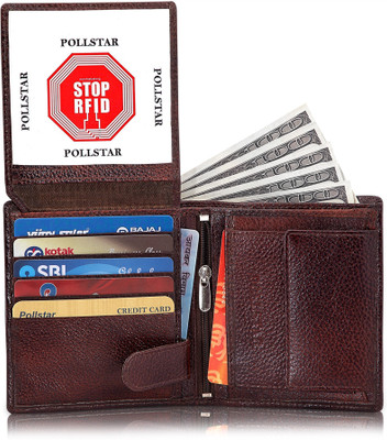 

POLLSTAR Men Brown Genuine Leather Wallet(10 Card Slots)