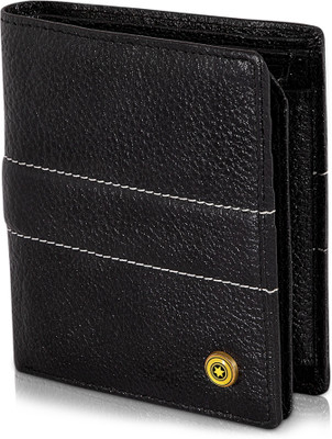 

POLLSTAR Men Black Genuine Leather Wallet(10 Card Slots)