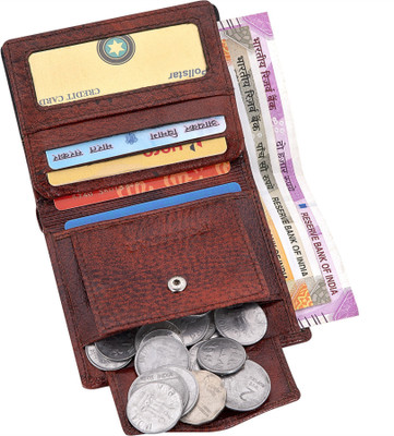 

POLLSTAR Men Brown Genuine Leather Wallet(9 Card Slots)