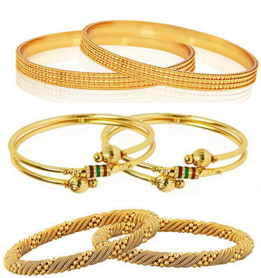 YouBella Alloy Gold-plated Bangle Set(Pack of 6)