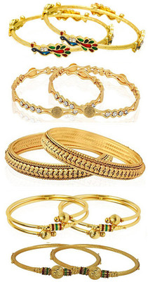 YouBella Alloy Gold-plated Bangle Set(Pack of 10)
