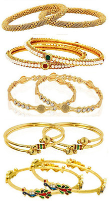 YouBella Alloy Gold-plated Bangle Set(Pack of 10)