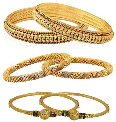 YouBella Alloy Gold-plated Bangle Set(Pack of 6)