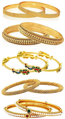 YouBella Alloy Gold-plated Bangle Set(Pack of 10)
