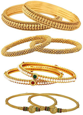 YouBella Alloy Gold-plated Bangle Set(Pack of 8)