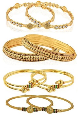 YouBella Alloy Gold-plated Bangle Set(Pack of 8)