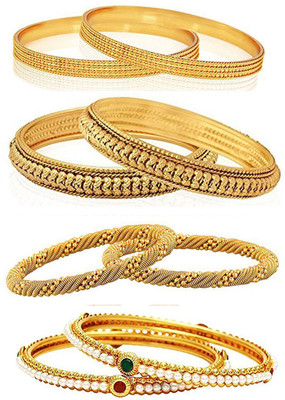 YouBella Alloy Gold-plated Bangle Set(Pack of 8)