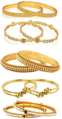 YouBella Alloy Gold-plated Bangle Set(Pack of 10)