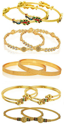 YouBella Alloy Gold-plated Bangle Set(Pack of 10)