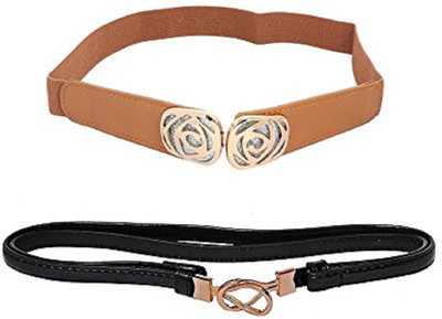 

SRI Women Party Brown, Black Genuine Leather Belt, Black;brown