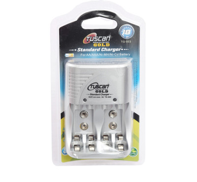 

Tuscan TG003 BATTERY CHARGER FOR AA/AAA/9V Ni-MH/Ni-Cd BATTERIES Camera Battery Charger(Silver)