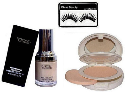 

divas beauty Eyelashes, MAC Studio Waterweight Spf 30 Foundation, Lightfull Compact(Set of 3)