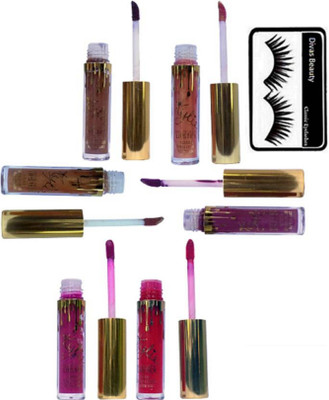 divas beauty Of Eyelashes, Kylie Long Lasting Matte Finish Birthday Edition Lip Gloss(Set of 7)