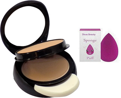 

divas beauty Sponge Puff With 2 Way Pressed Powder Compact(Set of 2)