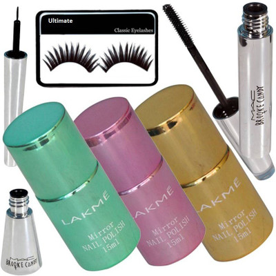 

Ultimate Eyelashes & Brooke Candy Liner & Mascara & Lakme Waterproof Nail Polish Set Of 3(Set of 6)