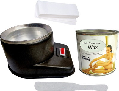 

Hilex GOOD QUALITY HAIR REMOVAL SKIN TOUCH WAXING KIT COMBO OF BLACK WAX HEATER + 550G HERBAL WHITE CHOCOLATE WAX CREAM + 50 WAX STRIPS + KNIFE(Set of 4)