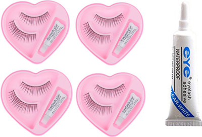 

JAGTEK Eyelesh With Glue 8 Pair / Eyelash Adhesive Glue Waterproof Clear Tone White Blends(Set of 9)