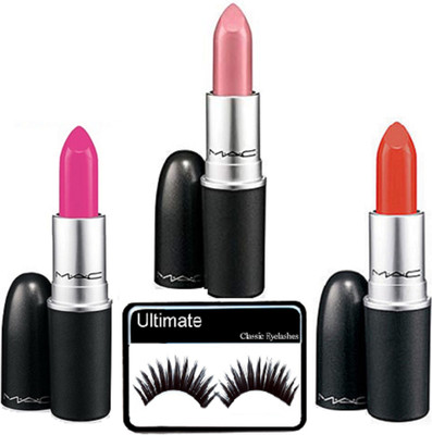 

Ultimate Of Eyelashes, Mac Long Lasting Matte Finish Lipstick Set Of 3(Set of 4)