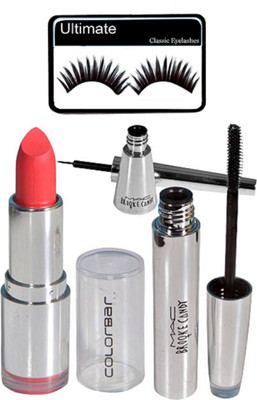 

Ultimate Eyelashes & Mac Brooke Candy Liner & Mascara & Colorbar Long Lasting Lipstick(Set of 4)