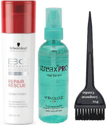 

Pro longwear combo Hair Brush, Schwarzkopf BC Bonacure Hairtherapy Repair Rescue Conditioner, Streax Pro Hair Serum(Set of 3)