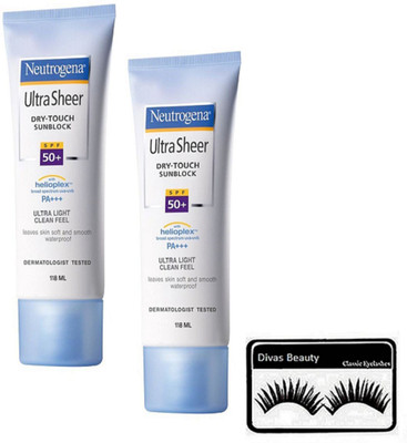 

divas beauty Eyelashes, Neutrogena Ultra Sheer Dry-Touch Sunblock SPF50 (Set of 2)(Set of 3)